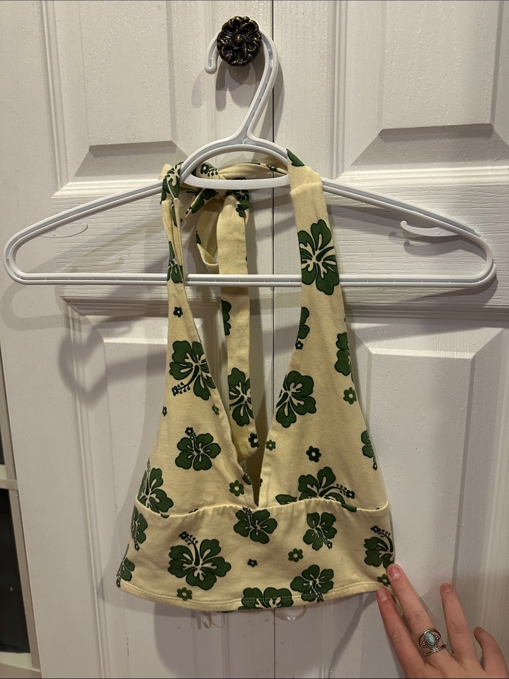 Green Floral Halter Top